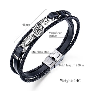 Braccialetti da uomo in pelle con 1 nota elegante, 1 pezzo h5 Immagine7