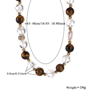 Retro Natural Stone Stainless Steel Gold Color Women's Beaded Necklaces h5 Picture2