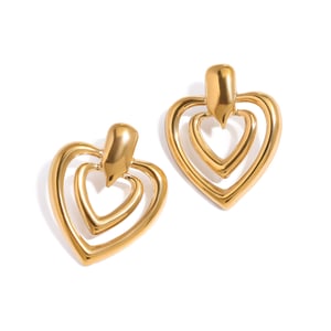 1 pair  heart stainless steel gold color women's stud earrings h5 Picture5