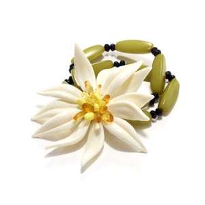 Pulseras de cuentas de resina con cristales y flores elegantes de la serie romántica para mujer, 1 pieza h5 Imagen5