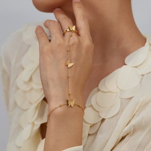 1 pezzo semplice serie quotidiana animale in acciaio inossidabile color oro braccialetti con ciondolo da donna h5 Immagine4