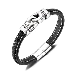 Braccialetti da uomo in acciaio inossidabile con motivo geometrico industriale, 1 pezzo h5 