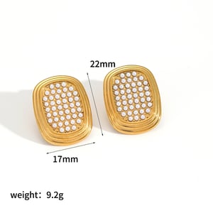 Luxurious Stainless Steel Gold Color Stud Earrings h5 