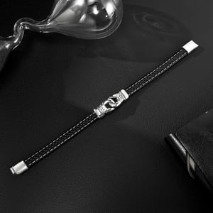 Braccialetti da uomo in acciaio inossidabile con motivo geometrico industriale, 1 pezzo h5 Immagine3