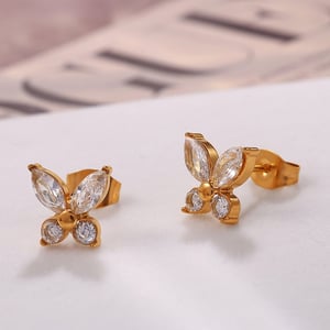 1 Pair Butterfly Stainless Steel Gold Color  Stud Earrings h5 Picture2