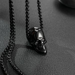 1 pezzo di collana da uomo in acciaio inossidabile con teschio punk h5 Immagine5