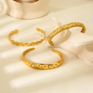 Vintage Star - shaped Gold - colored Stainless Steel Women's Rings h5 Picture3