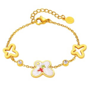 1 Stück Simple Series Tägliche geometrische Edelstahl Goldfarbene Damen-Kettenarmbänder h5 Bild6