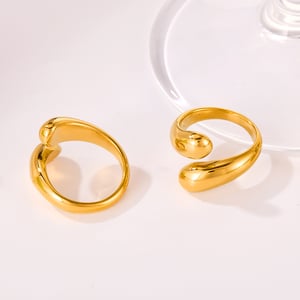 1 Stück minimalistische unregelmäßige Edelstahlringe in Goldfarbe für Damen h5 Bild4