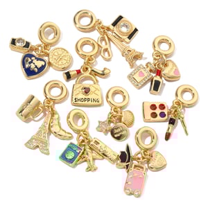Colorful Lipstick Oil-drop Copper Gold Color Pendants h5 Picture5