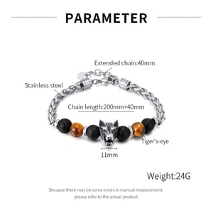 Braccialetti da uomo in acciaio inossidabile con testa di lupo, 1 pezzo h5 Immagine8