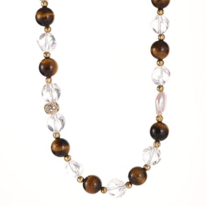 Retro Natural Stone Stainless Steel Gold Color Women's Beaded Necklaces h5 Picture6