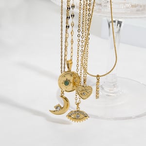 Moon Heart Irregular Gold Color Stainless Steel Pendant  Necklace h5 Picture3