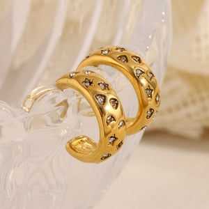 1 Paar Simple Series Klassische Sonne/Mond Edelstahl Goldfarben Strass Damen Creolen h5 Bild4