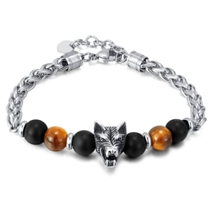 Braccialetti da uomo in acciaio inossidabile con testa di lupo, 1 pezzo h5 