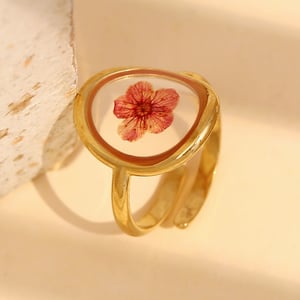 1  Piece Vintage Personalized Flower Gold Stainless Steel Women's Ring h5 Picture4