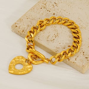 Heart Stainless Steel Gold Color Charm Bracelets h5 Picture4