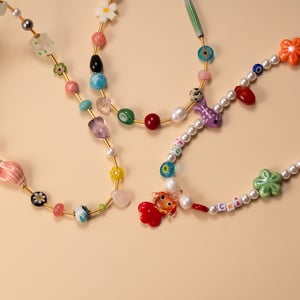 1 Piece Designable Series Vacation Colorful Transparent Stone Stainless Steel Gold Color Women's Beaded Necklaces h5 Picture4