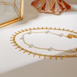 Classic Stainless Steel Chain Gold Color Pearl Anklets h5 Picture3