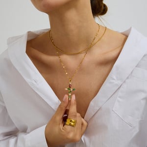 1 Stück Simple Series Retro Kreuz Edelstahl Gold Farbe Zirkon Damen Anhänger Halsketten h5 Bild3