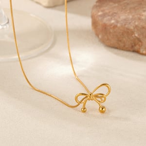 1 Stück Simple Series Daily Bow Knot Edelstahl Goldfarben Damen-Anhänger-Halsketten h5 Bild6
