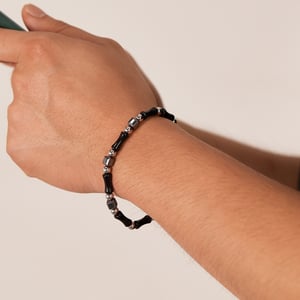 Hematite Patchwork Paslanmaz Çelik Erkek Zincir Bileklikler h5 Resim3