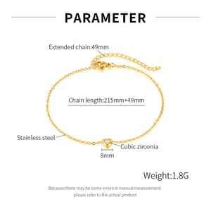 1 Stück Simple Series Vacation Heart Edelstahl Goldfarben Damen Fußkettchen h5 Bild7