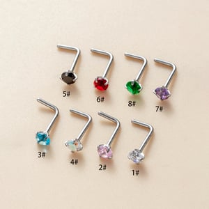 1 piercing para la nariz de circonitas de colores para mujer h5 Imagen3