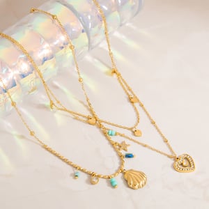 Vacation Shell Stainless Steel Gold Color Women's Pendant Necklaces h5 Picture3