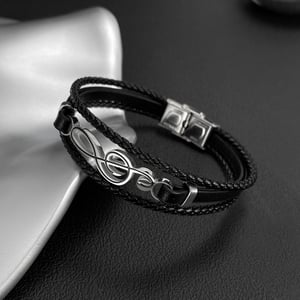 Braccialetti da uomo in pelle con 1 nota elegante, 1 pezzo h5 Immagine3