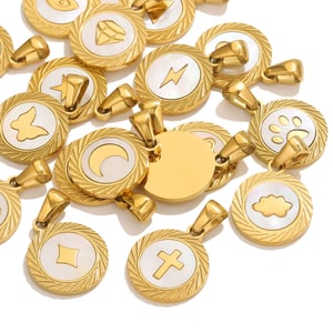 1 Piece Delicate Circle Stainless Steel Gold Color Shell Women's Pendants h5 Picture4