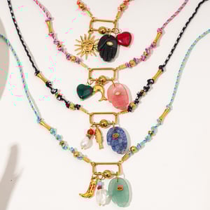 1 Piece Handcrafted Series Bohemian Hand Stainless Steel Gold Color Natural Stone Women's Pendant Necklaces h5 Picture5