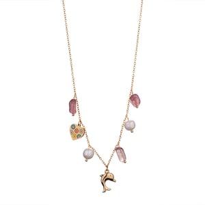 1 Piece Glamorous Series Elegant Heart Stainless Steel Gold Color Transparent Natural Stone Women's Pendant Necklaces h5 Picture7