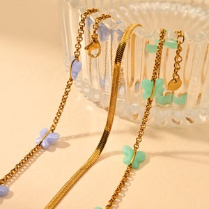 Romantische süße Schmetterling Edelstahl Gold Farbe Damen Fußkettchen h5 Bild4