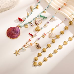 Chaîne de taille pour femme en acier inoxydable, motif coquillage océan, 1 pièce h5 Image3