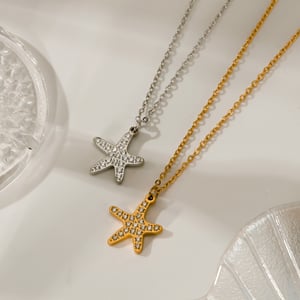 Collares colgantes de acero inoxidable color dorado con estrella sutil para mujer h5 Imagen4