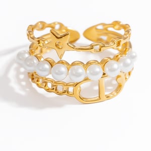 Multilayer Exquisite Stainless Steel Gold Color Women's Statement Rings h5