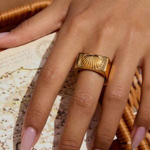 Shell Stainless Steel  Gold Color Statement Ring h5 Picture5