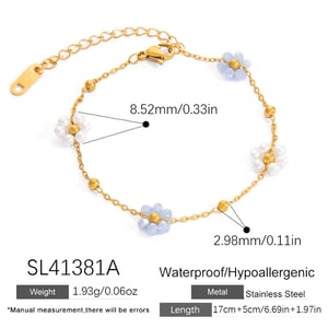 Sweet Flower Stainless Steel Gold Color Women's Charm Bracelets h5 Picture2