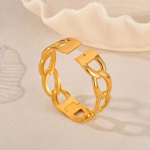 1 Stück Simple Series Tägliche geometrische Edelstahl Goldfarbene Damenarmreifen h5 Bild7