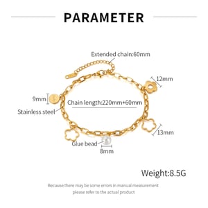 Fußkettchen aus Edelstahl mit Blumen in Goldfarbe h5 Bild2