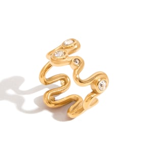  style stainless steel  gold color zircon minimalist rings h5 