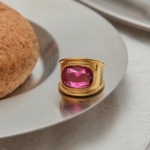 Retro Stainless Steel Gold Color Gemstone Rings h5 Picture2