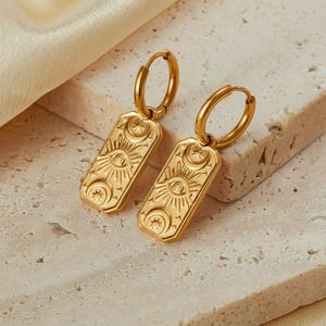 1 Paar einfache Serie täglich geometrische Edelstahl Gold Farbe Damen Tropfen Ohrringe h5 Bild3