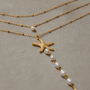  style seestern edelstahl gold farbe mehrlagige halskette h5 Bild5