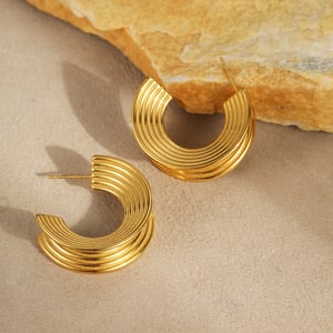 1 Pair Simple Series Daily Strip Stainless Steel Women's Hoop Earrings h5 Picture4