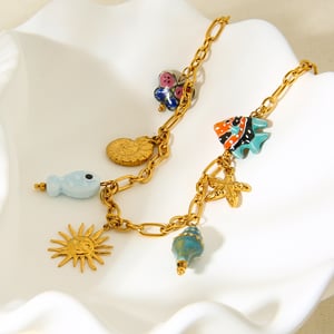 Marine Element Ceramic Pendant Stainless Steel Women's Necklace h5 Picture4