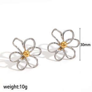 Flower Stainless Steel Gold Color Earring Sets h5 