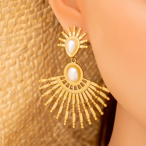 Stainless Steel Gold Color  Drop Earrings h5 Picture5