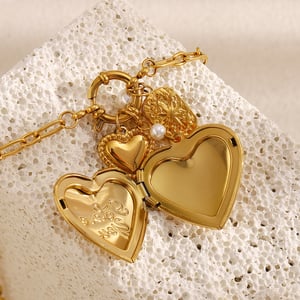 Luxus Stil Klassische Herz Anhänger Gold Edelstahl frauen Halsketten h5 Bild5